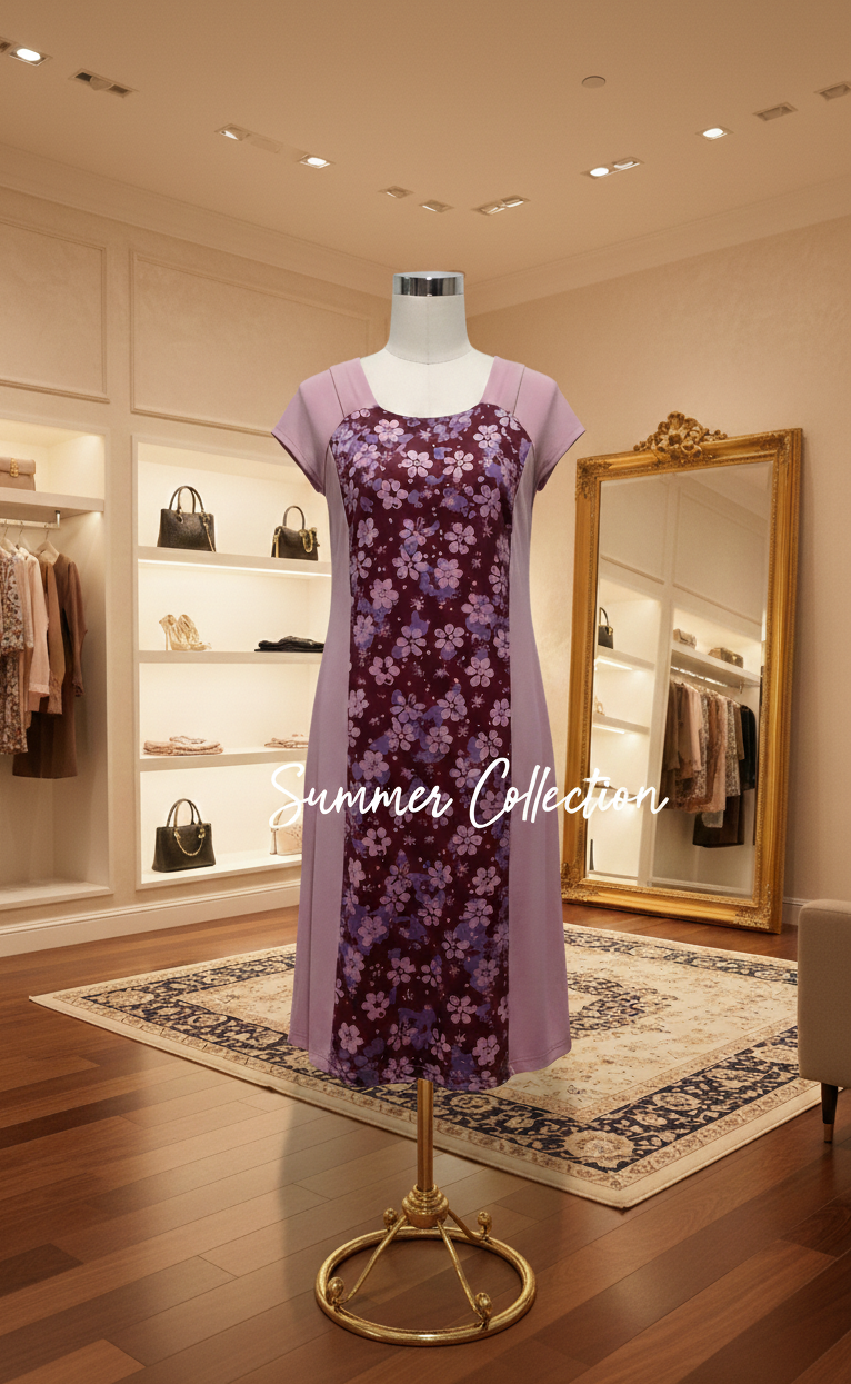 The Violet Vista Panelled Midi